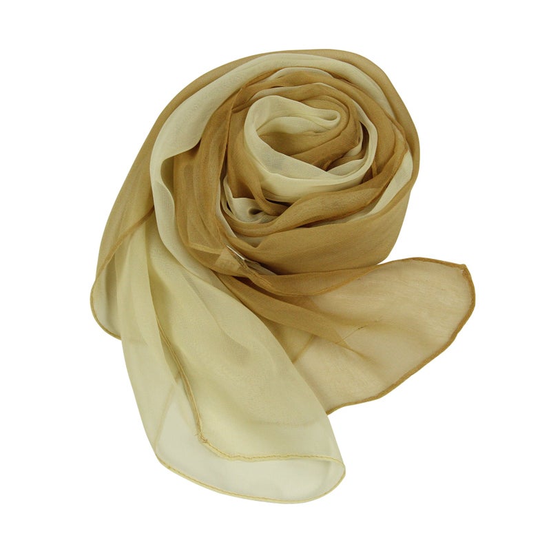 PANTONIGHT Long Chiffon Sheer Scarf Gradient - Pantonight Beige Shaded Colors Lightweight Scarf For Womens (Color 090) - Image 3